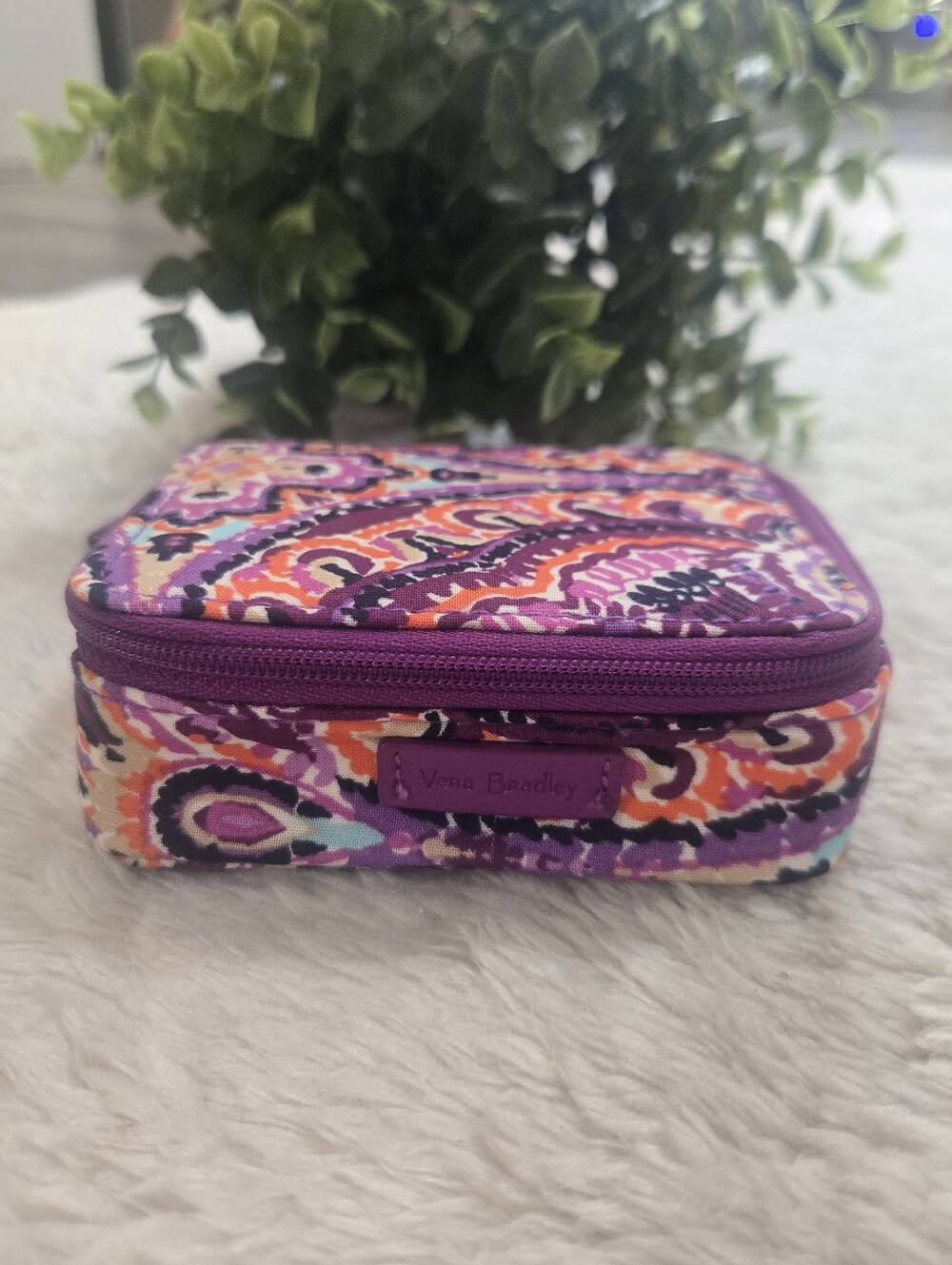 Vera Bradley Purple Paisley Pill Medicine Travel Zipped Utility Organizer